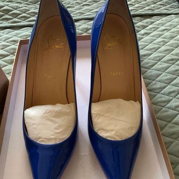 Louboutin Pigalle 85mm Blue Heels - Picture 5 of 5